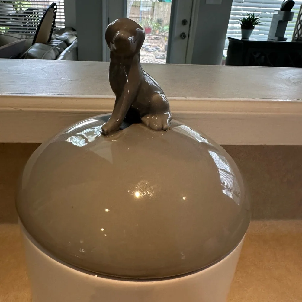Ceramic Dog Treat Jar with Gray Lid